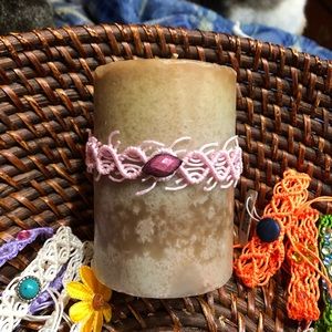 Candle decor lace wreath adjustable crystal NEW